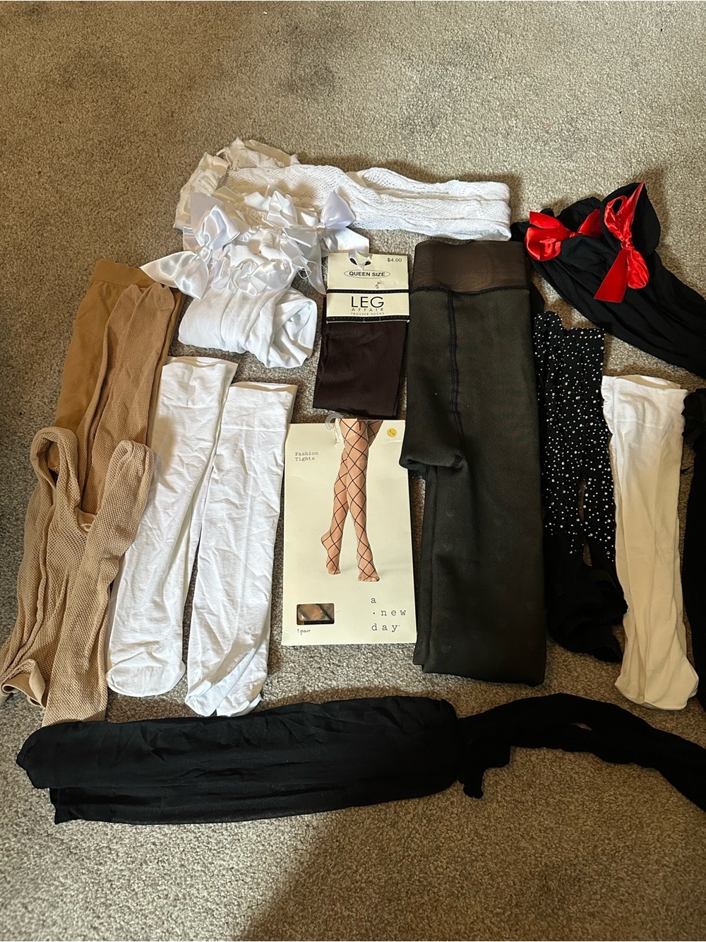 Bundle of 10+ Tights, Stockings, Socks in Various Colors & Styles